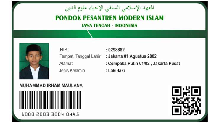 Kartu Santri Pesantren Modern Islam